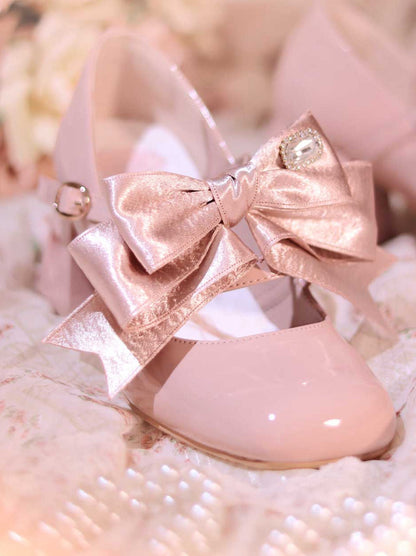 Ribbon Open Heart High Heel Lolita Shoes [jewel Ribbon/normal Ribbon]