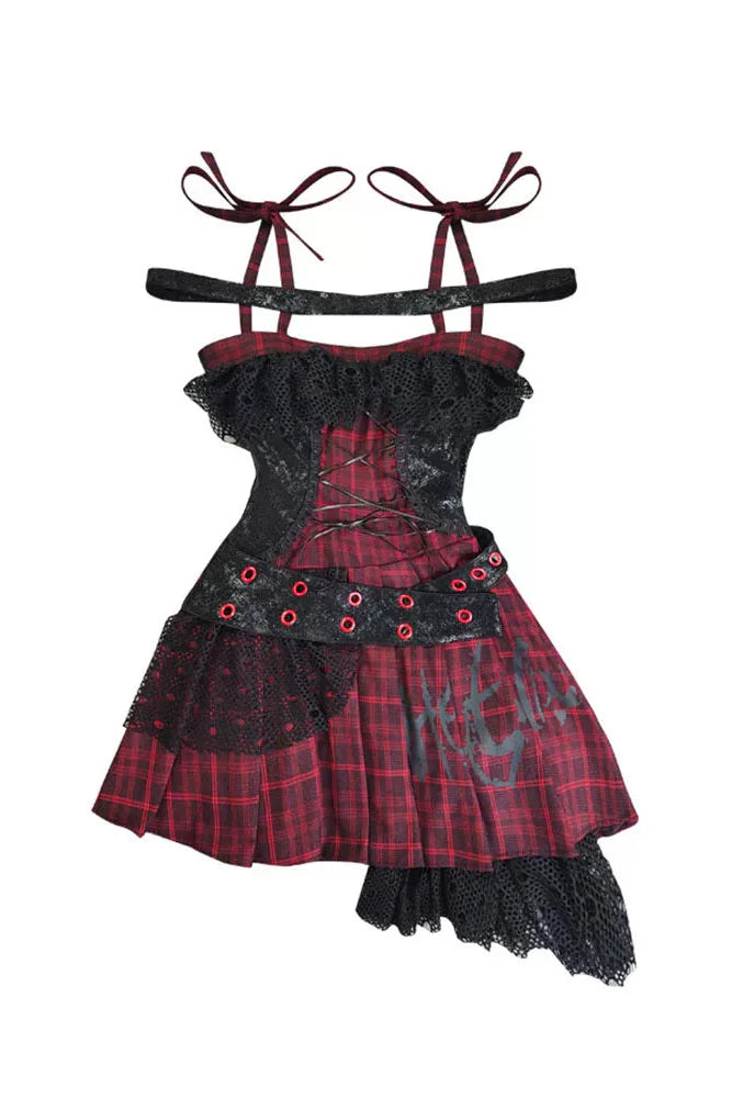 Magic Rhythm Plaid Asymmetrical Dress