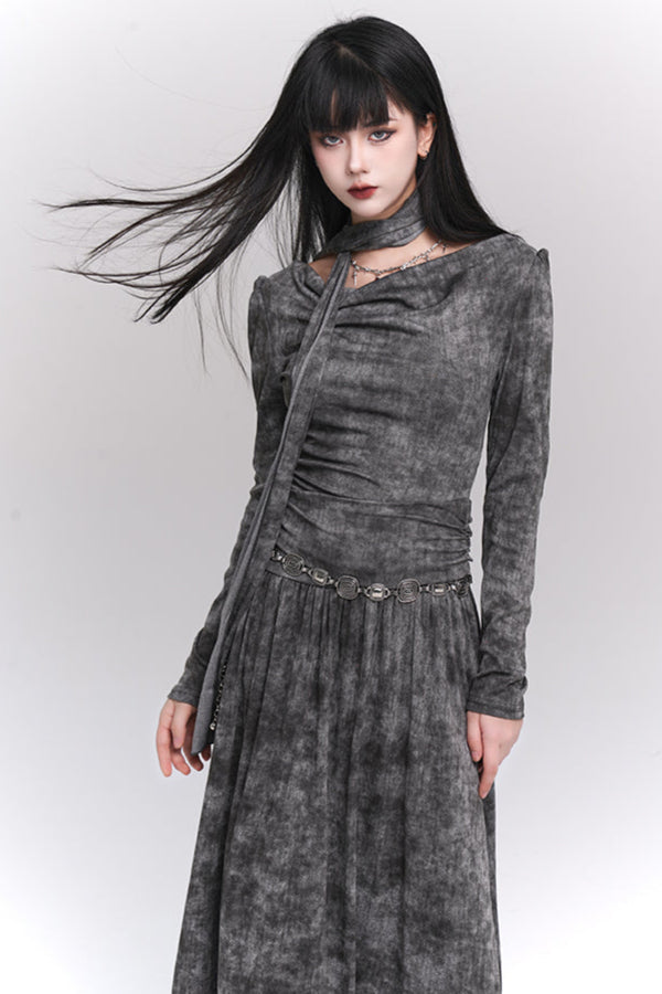 Mode Girl Dark Grey Long Dress