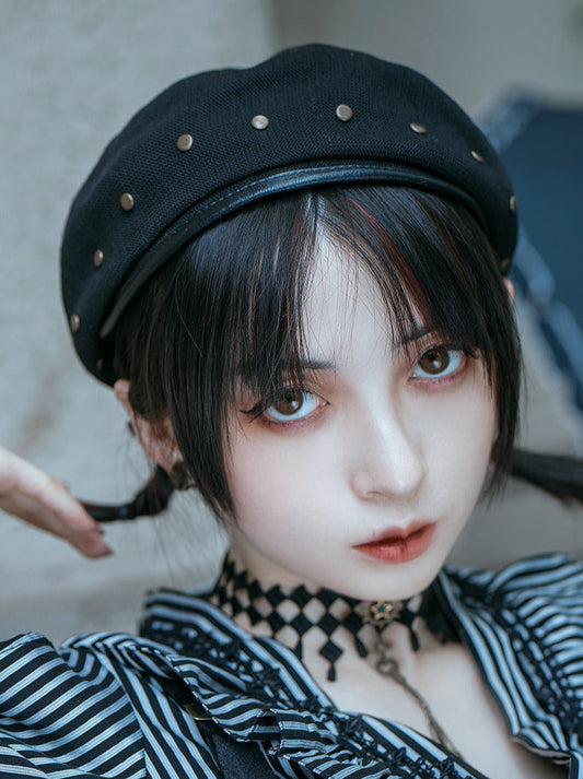Steam Black Rivet Beret