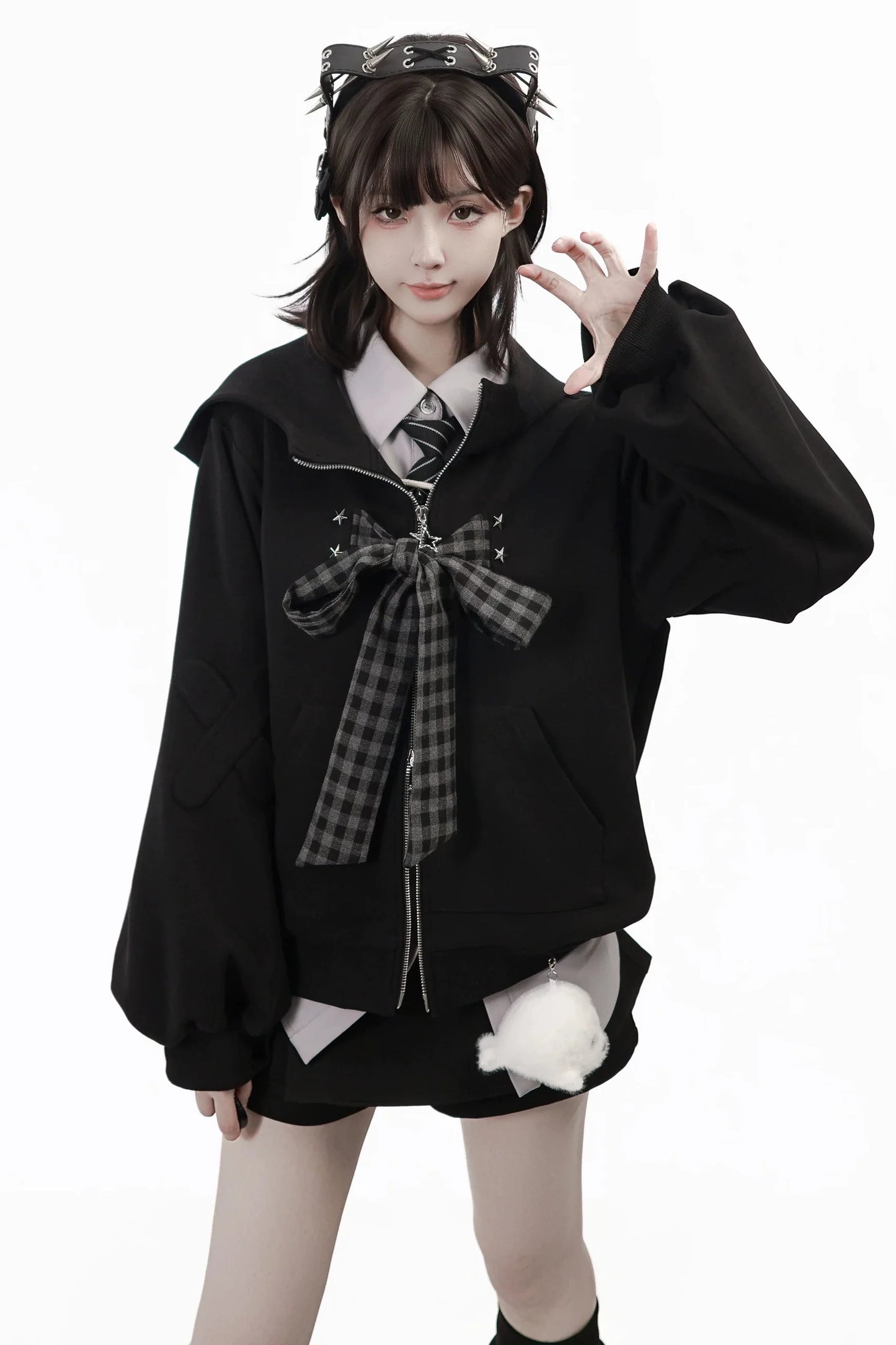 Nautical Log Hooded Jacket + Loose Shirt + Pants + Culottes + Tie + Leg Warmers