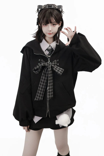 Nautical Log Hooded Jacket + Loose Shirt + Pants + Culottes + Tie + Leg Warmers
