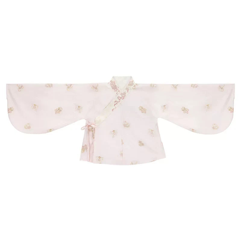 Chinese-style Pastel Top + Apron + Bow + Necklace + Brooch + Hair Accessories