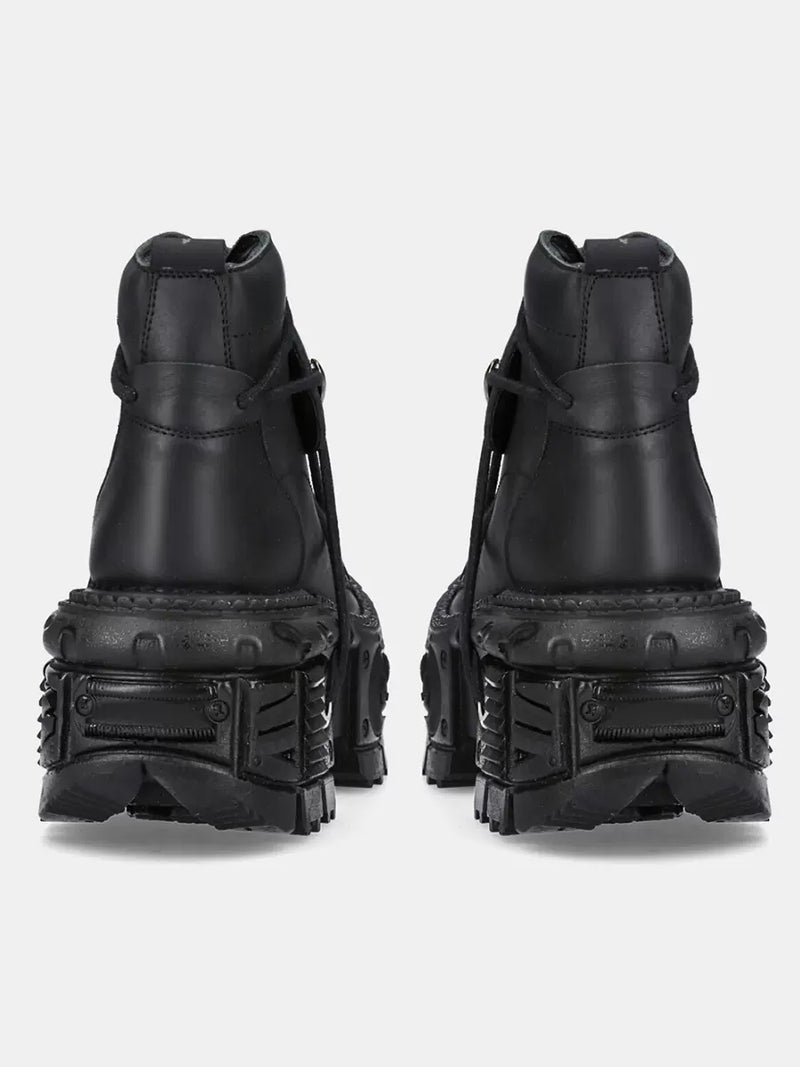 Dark Punk Metal Lace-up Platform Short Boots