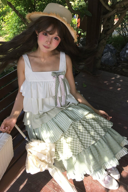 [pre-order] Tiered Ruffled Sleeveless Dress + Ribbon
