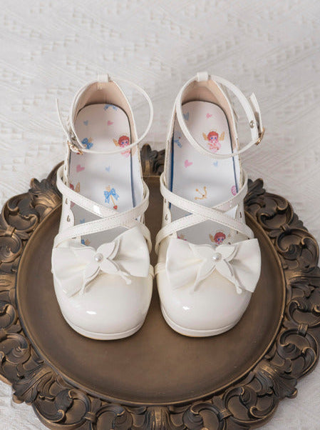 Lolita Sweet Mid-heel Round Toe Ribbon Shoes