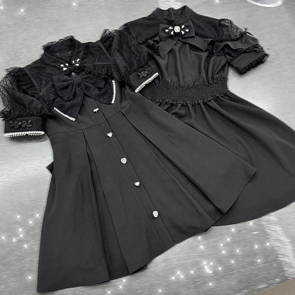 Chinese-style Lace Ribbon Off-shoulder Dress