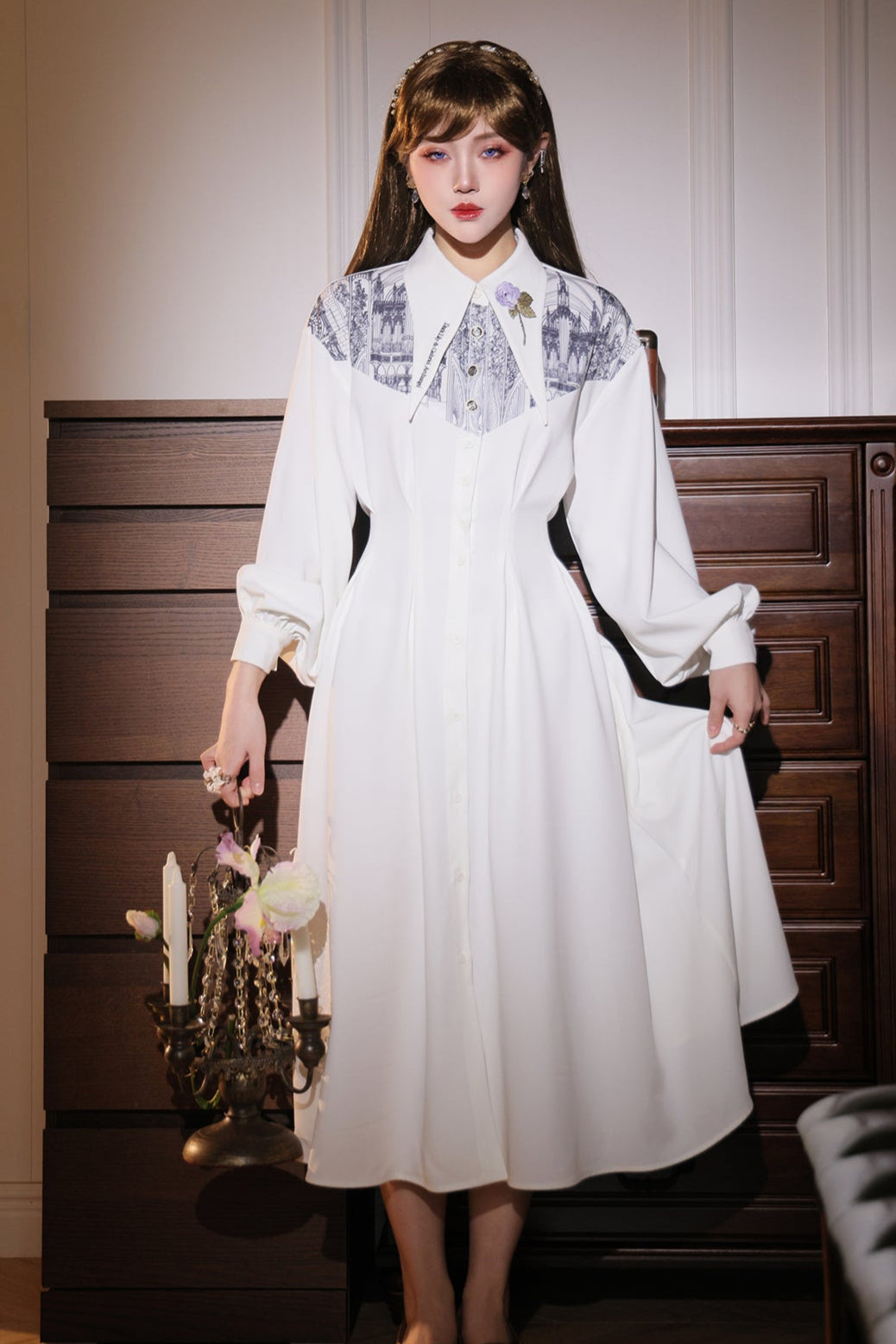 French Long Shirt Dress