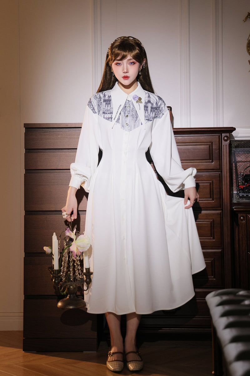 French Long Shirt Dress