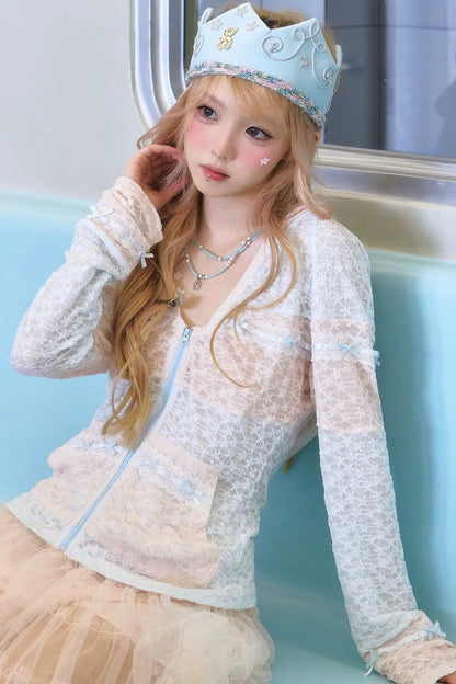 Fitted Lace Hooded Top