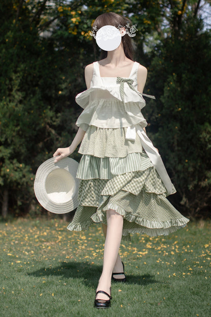 [pre-order] Tiered Ruffled Sleeveless Dress + Ribbon