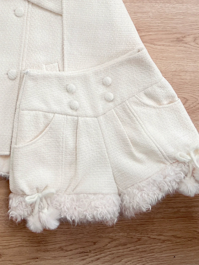 Animal Tweed Coat + Boa Shorts