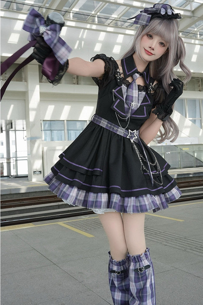 Dark Idol Plaid Lolita Dress + Leg Warmers