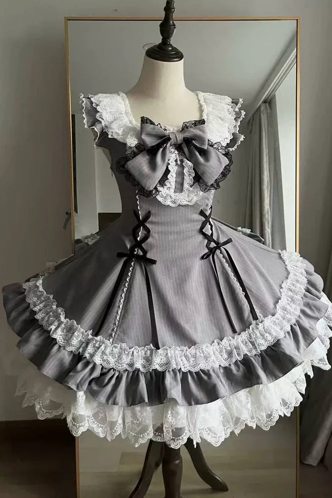 Sweet Lolita Stripe Jumper Skirt + Rabbit Hat