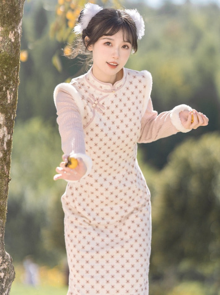 Pastel Sweet Retro Flower Chinese-style Dress