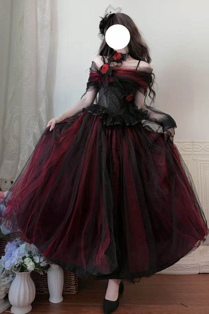 Dark Tulle Dress + Hat