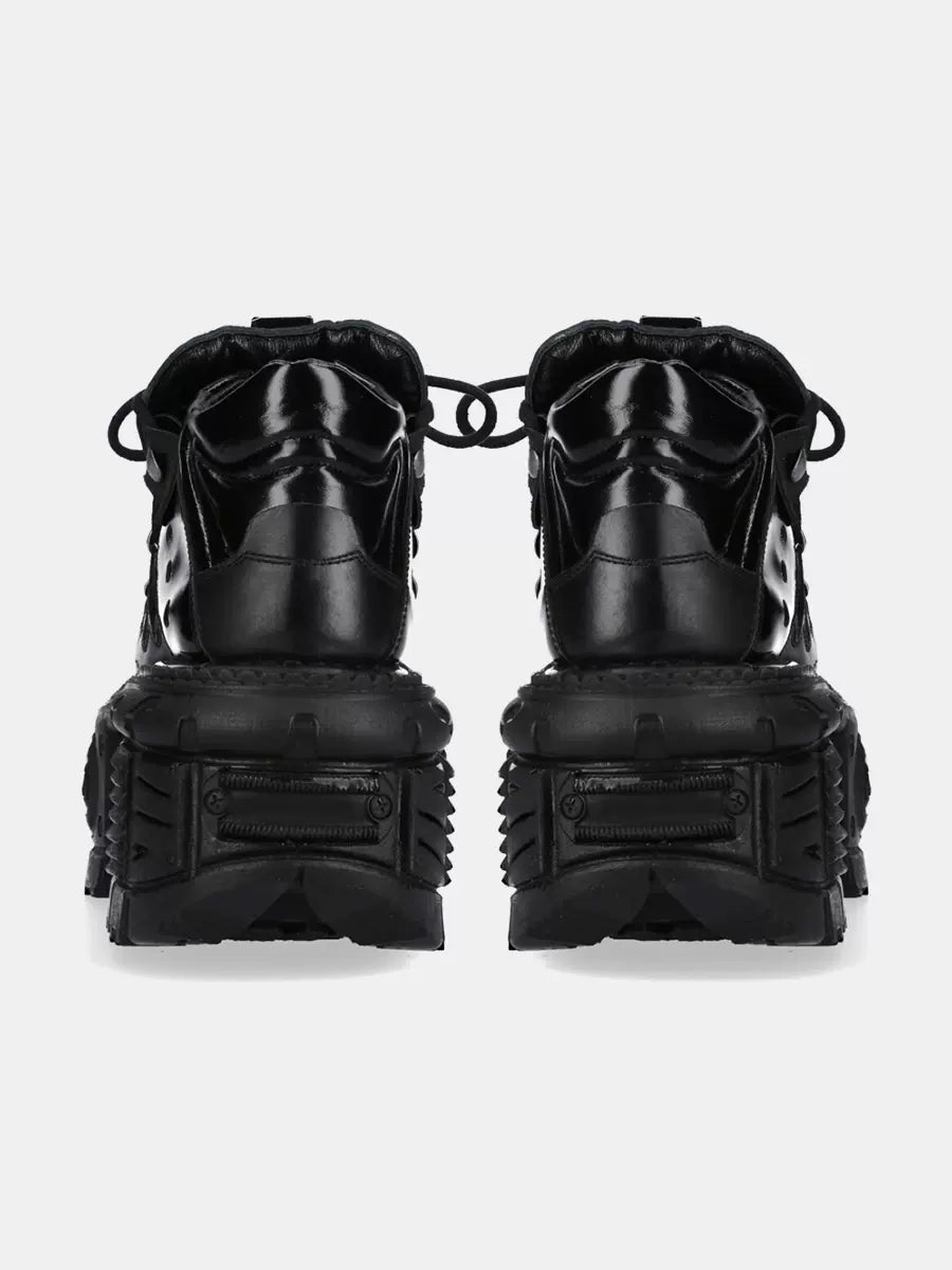 Retro Dark Punk Leather Lace-up Platform Shoes