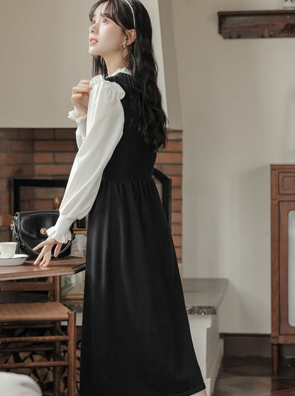 Retro Ruffle Collar French Dress