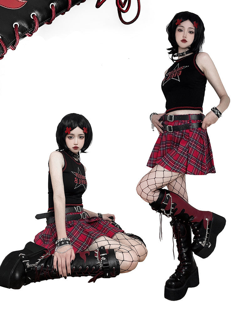 Punk Style Round Toe Platform Boots
