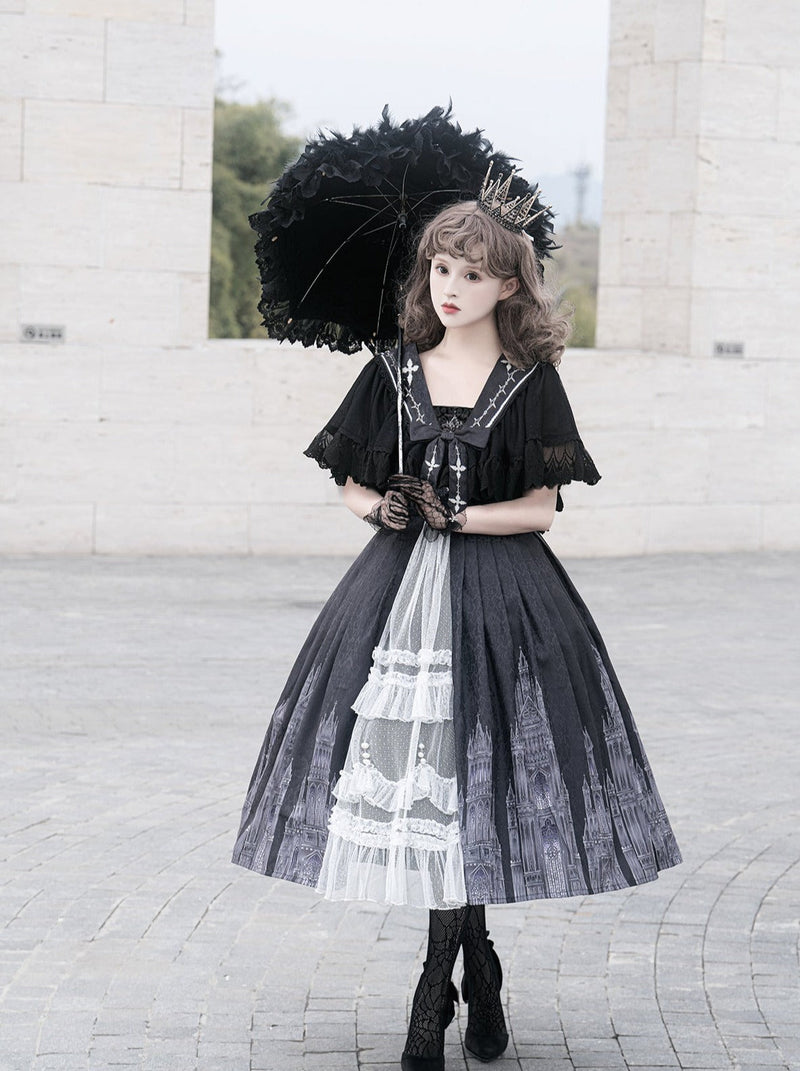 Gothic Suspender Skirt + Shawl