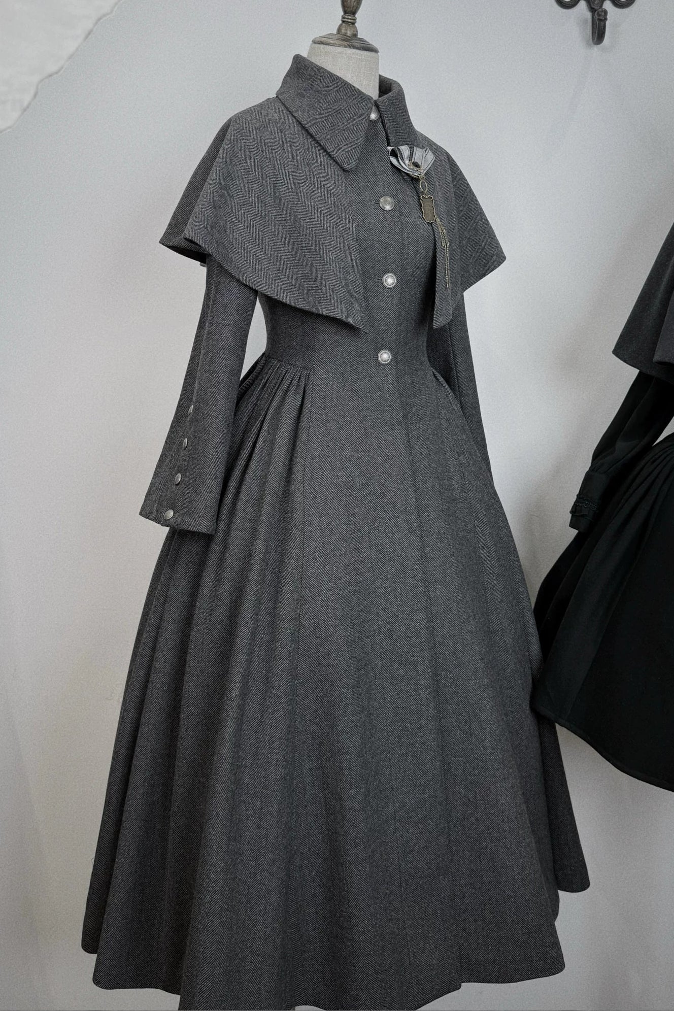 British Detective Lolita Coat + Cape + Skirt + Shirt + Bag + Brooch + Hat + Beret + Necklace