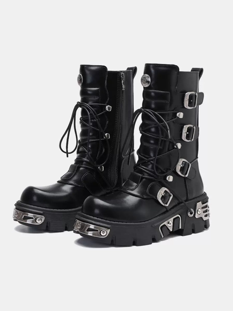 Retro Metal Punk Rock Platform Boots