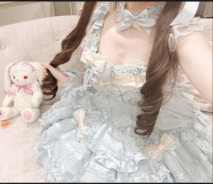 Tricolor Dark Gothic Ribbon Dress + Accessories