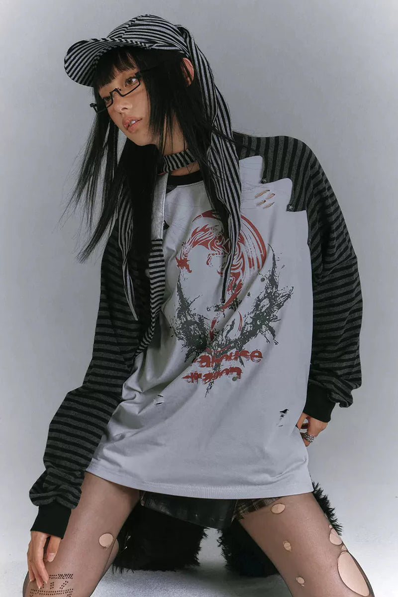 Two Tone Raglan Loose Top