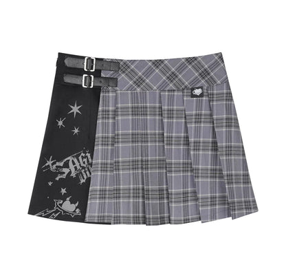 Pleated Bow Knot One-shoulder Top + Skirt