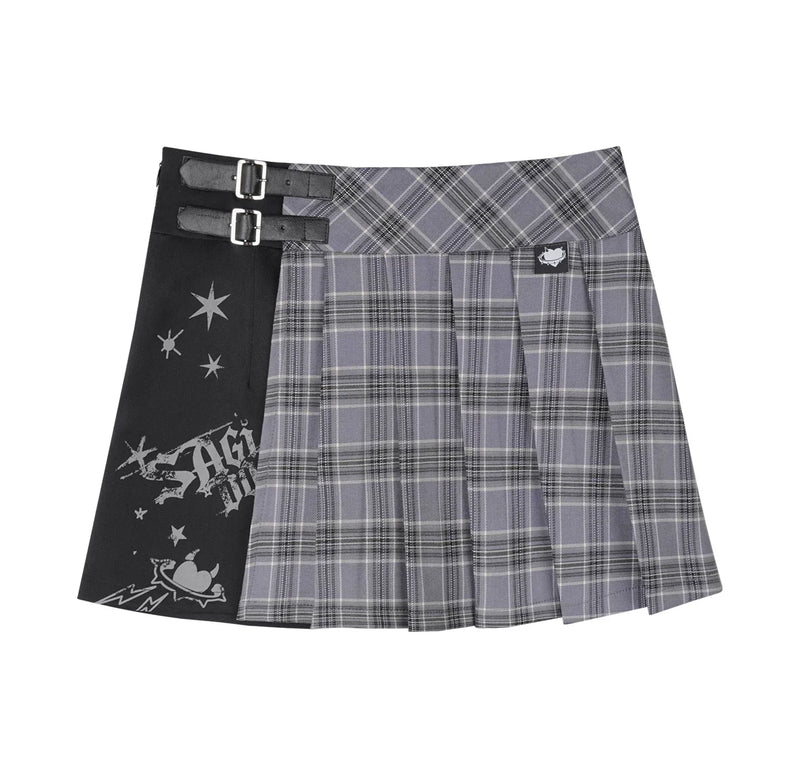 Pleated Bow Knot One-shoulder Top + Skirt