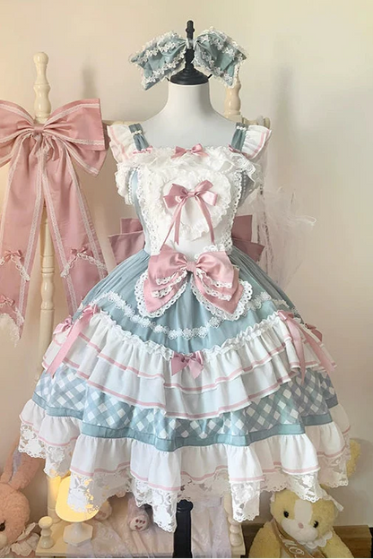 Heart Suspender Tiered Dress + Headpiece + Tail