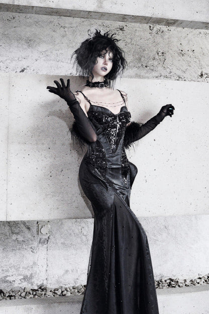 [pre-order] Snake Eyeshadow Dark Mode Dress + Mesh Gloves
