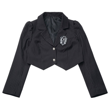 College Jacket + Suspender Skirt + Blouse + Tie