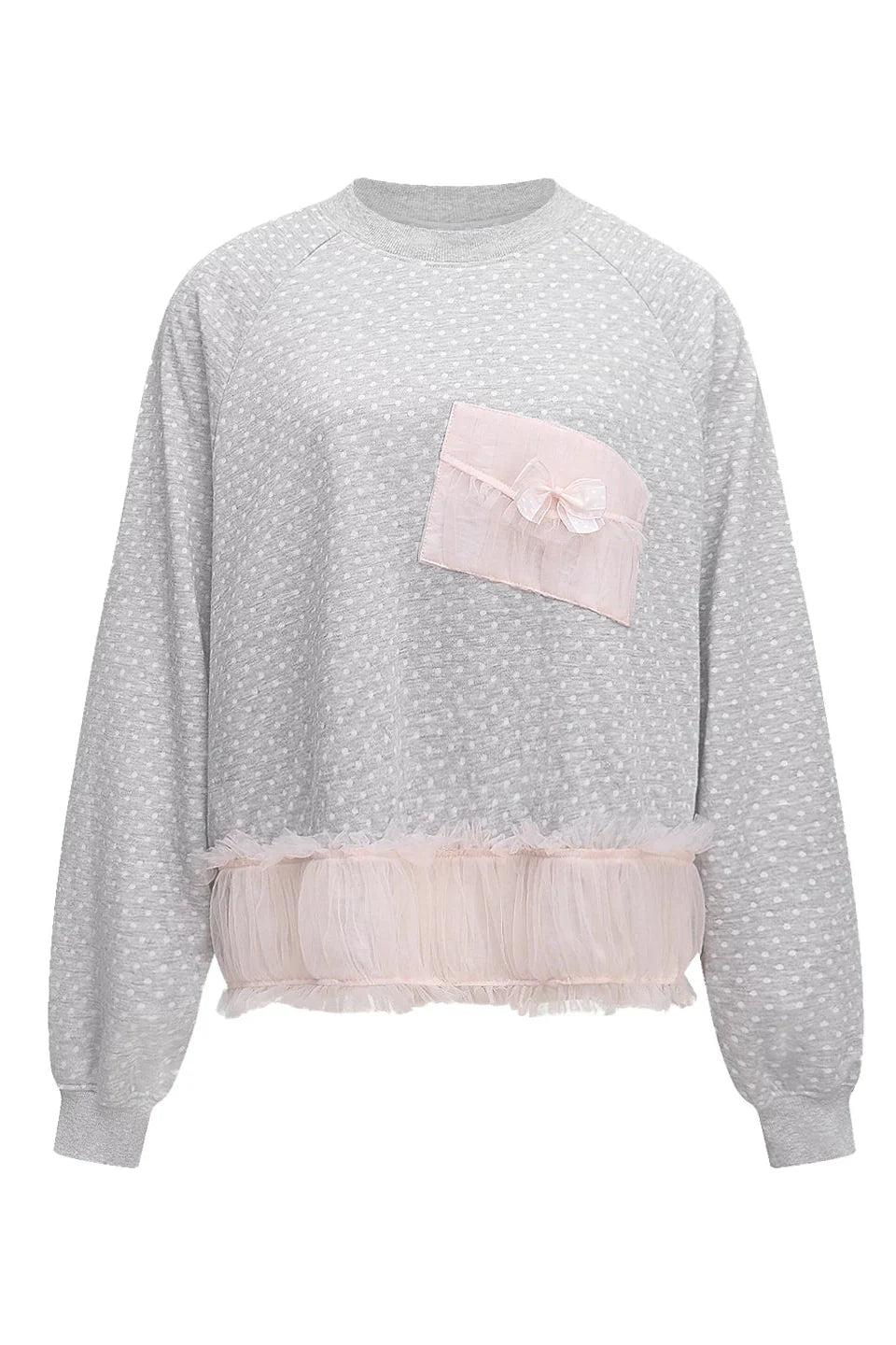 Polka Dot Lace Patchwork Sweatshirt