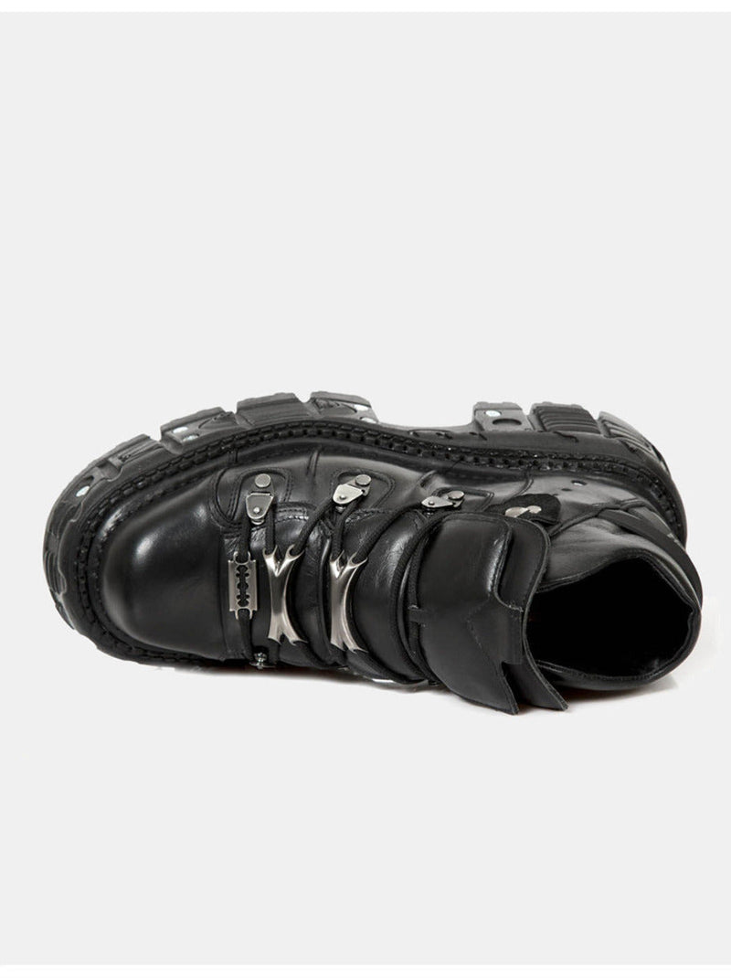 Dark Punk Platform Metal High Top Shoes [plain/with Chain Nut]