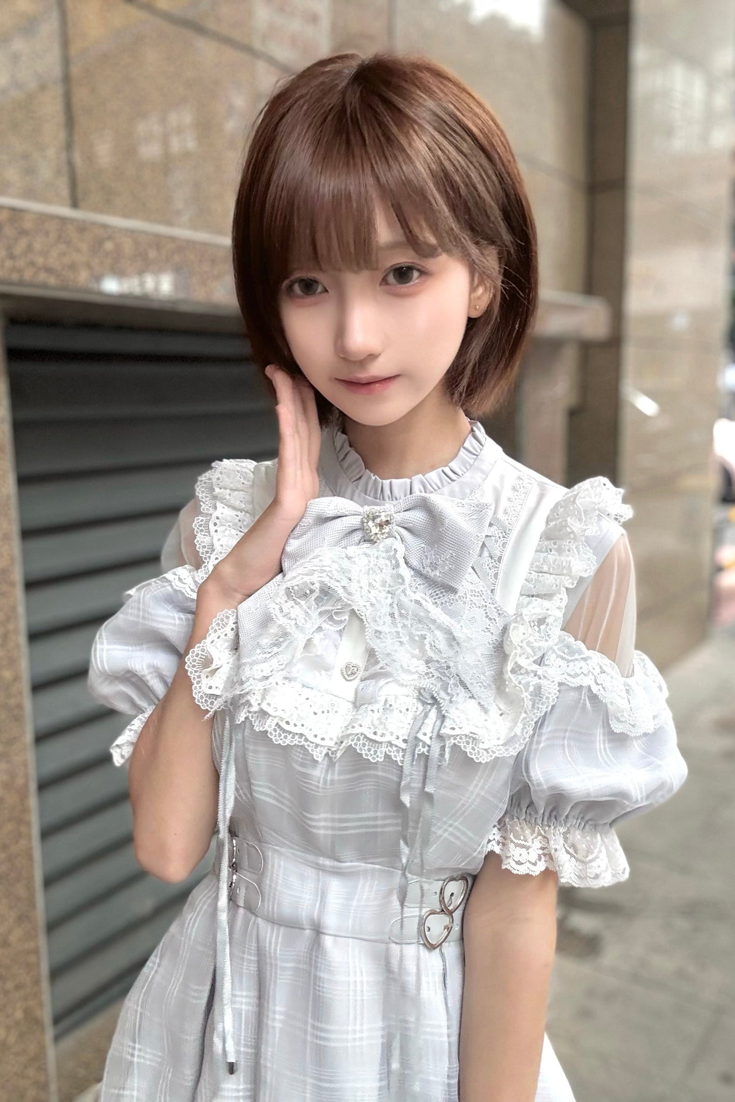 [pre-order] Angel Gray Blue Plaid Dress