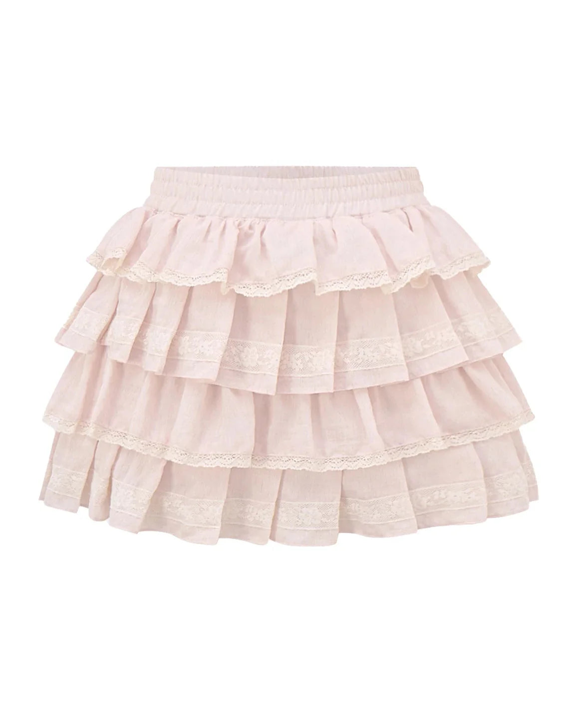 Peach Lace Doll Shirt + Tiered Skirt
