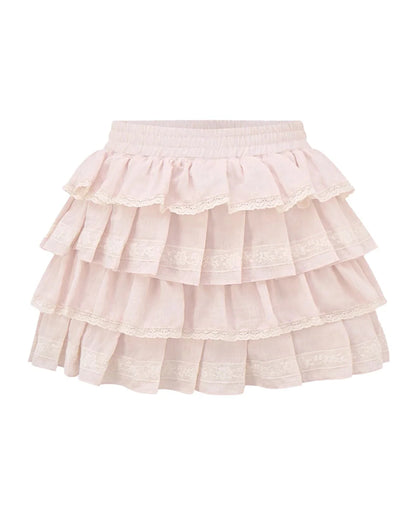 Peach Lace Doll Shirt + Tiered Skirt