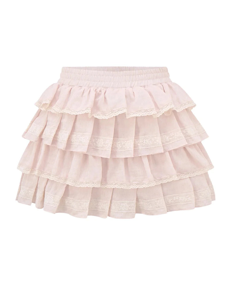 Peach Lace Doll Shirt + Tiered Skirt