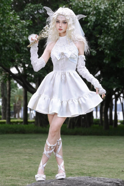 [pre-order] Fairy Pure White Neck Dress
