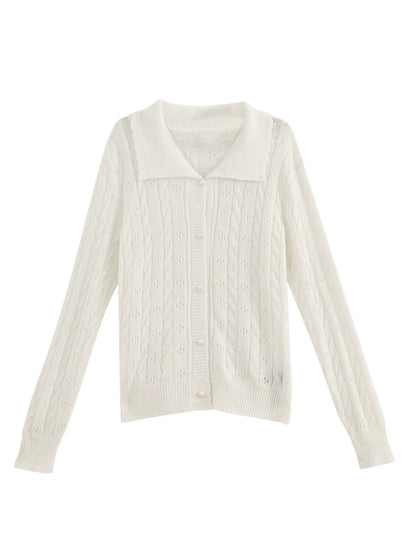 Sweet Girly Hollow Knit Cardigan