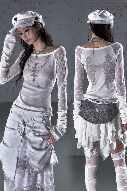 Baroque Flocked Sheer Top