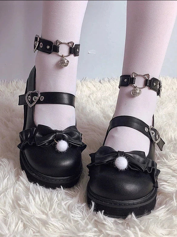 Nya Kokoro Lolita Retro Soft Girl Round Toe Shoes