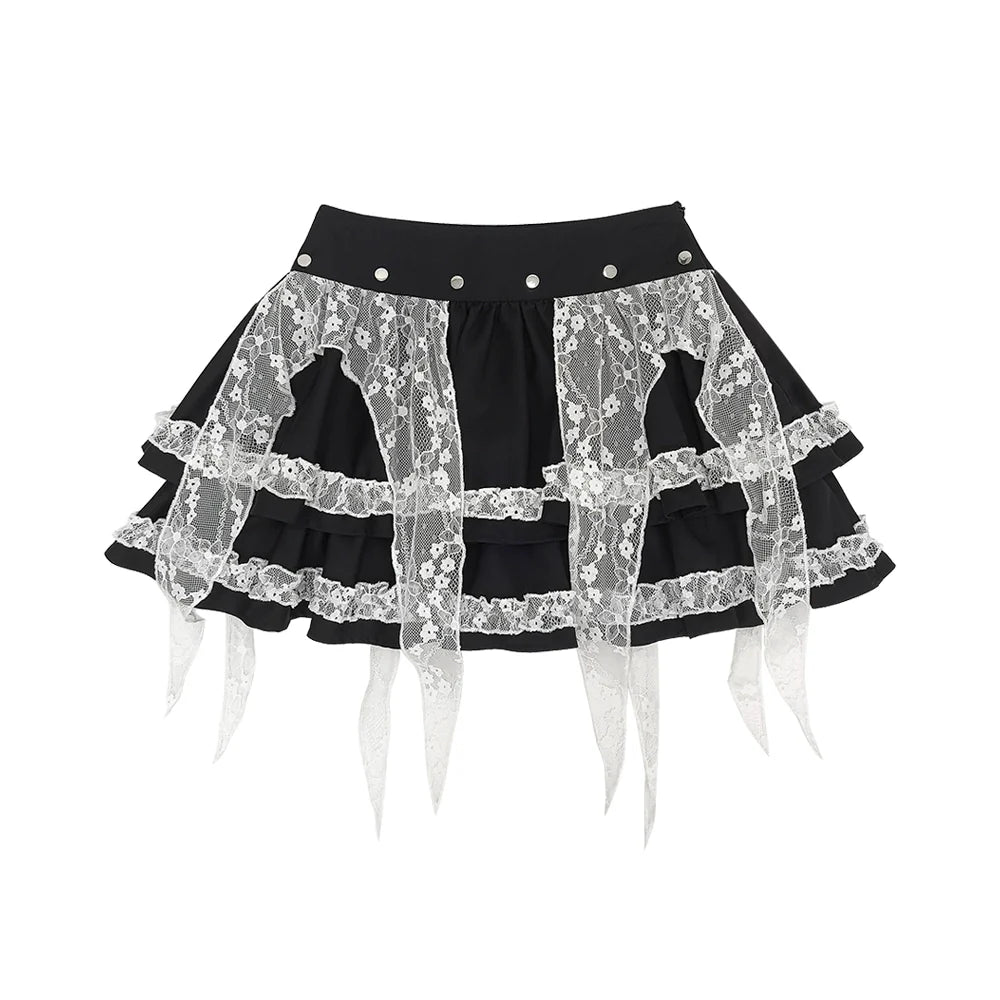 Punk Style Top + Lace Skirt