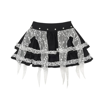 Punk Style Top + Lace Skirt