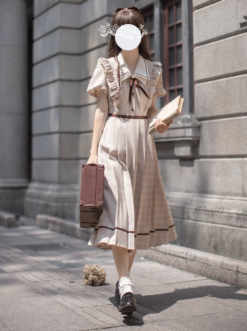 [pre-order] Ruffled Plaid Retro Dress