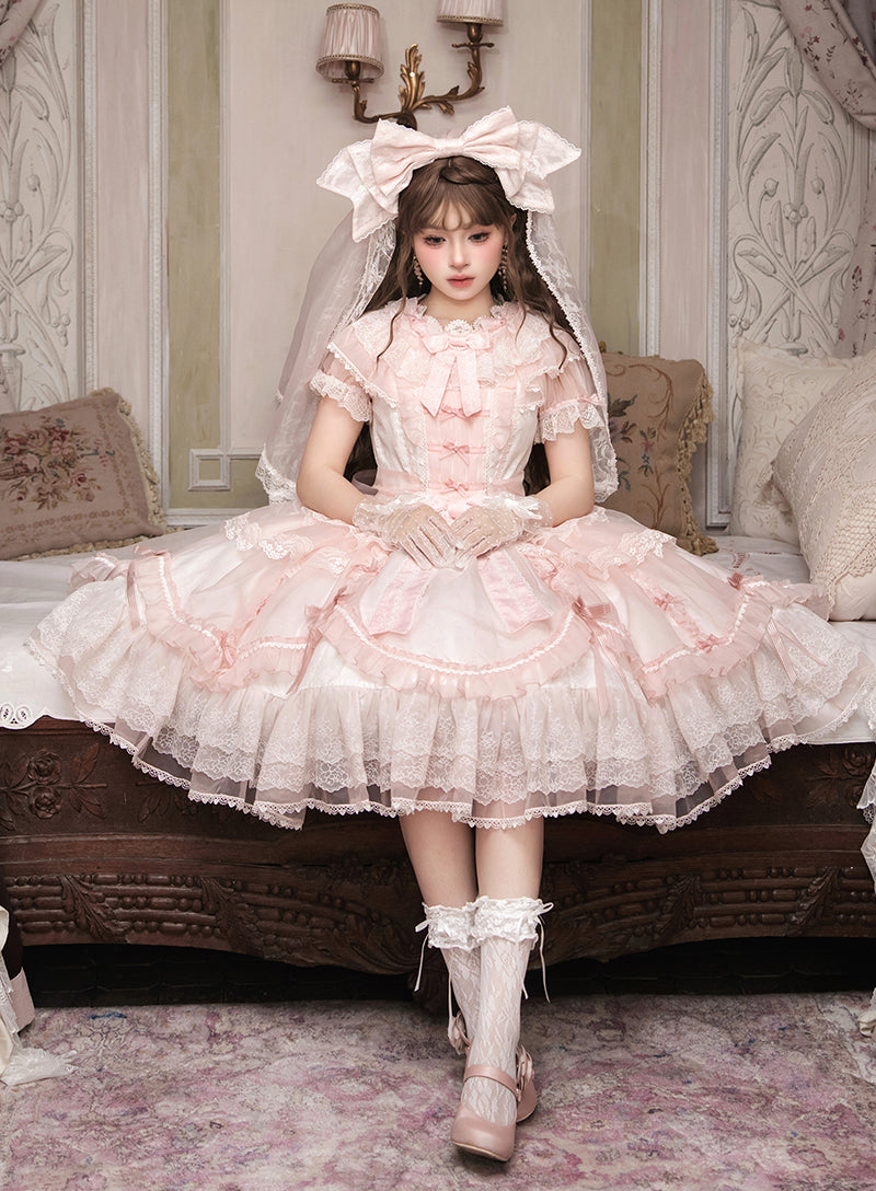 [pre-order] Candy Flavor Flower Lace Tulle Dress + Ribbon Veil