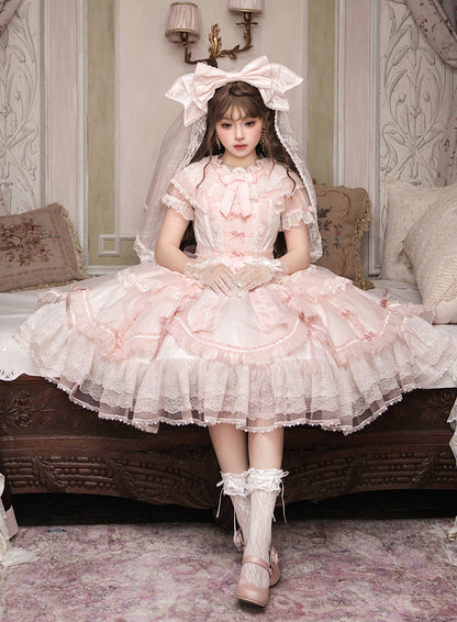 [pre-order] Candy Flavor Flower Lace Tulle Dress + Ribbon Veil