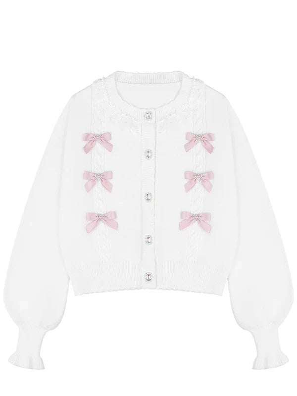 Jewel Ribbon Sweet Girly Knit Cardigan