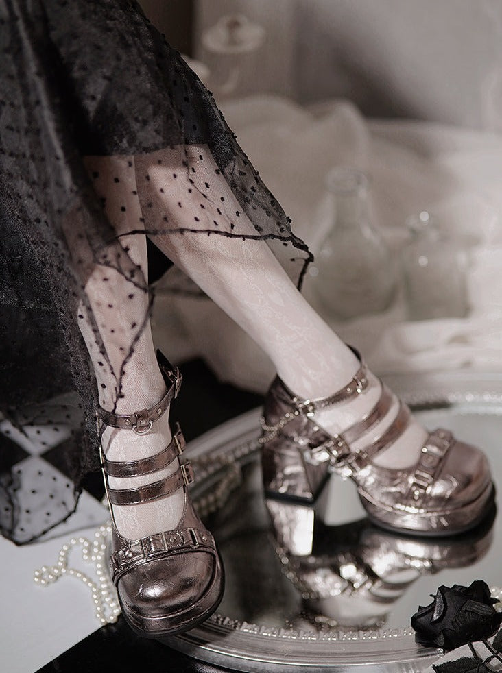 Jane Lolita Shoes Round Toe Gothic High Heels